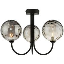 Dar Jared Plafoniera semi-incasso a 3 luci in vetro fumè nero opaco da 150 mm