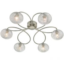 Dar Lighting - dar leysha - Plafonnier semi-affleurant nickel satiné et verre, 6x G9