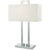 Dar nile - Lampada da tavolo rettangolare in cromo lucido con paralume avorio