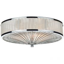 Dar oslo - Plafoniera a filo in cristallo cromo lucido, bianco, 3x E27