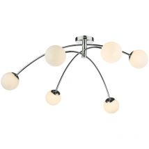 DAR PUGLIA - Plafoniera da semi-incasso Plafoniera da soffitto Cromo lucido Vetro opalino, 6x G9