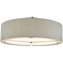 DAR SANTINO - Plafoniera Cilindrica Semi Flush Cromo Satinato Con Paralume Grigio, 3x E27