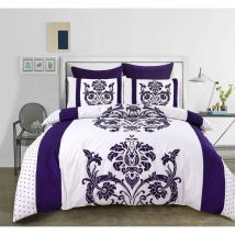 Kampala Hill - Darcy Floral Duvet Cover Set Reversible Bedding Flowers/Zig Zag - plum- King