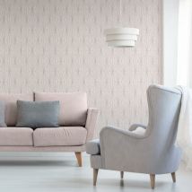 Darcy James - Aspen Geo Pink & Silver Wallpaper Living Room Bedroom