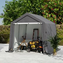 Livingandhome - Dark Grey 10x10FT Galvanized Steel Tube Storage Shed