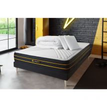 Pacchetto letto completo - Materasso 140x190cm + Box spring (monoblocco) + 2 cuscini + Piumino - Ultra