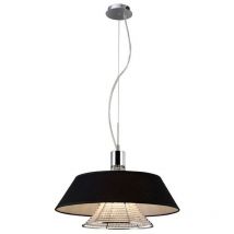 Inspired Diyas Davina - Ceiling Pendant with Black Shade 3 Light Polished Chrome, Crystal