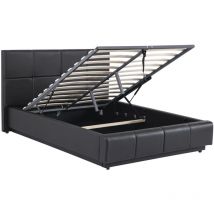 Mobilier Deco - davon - Lit coffre en simili cuir noir led 160x200 cm