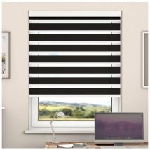 Newedgeblinds - Day And Night Zebra Roller Blind with Cassette(Pirate Black, 80cm x 220cm)