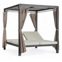 Bizzotto - Daybed Dream' Insel-Sonnenliege für Garten und Schwimmbad, liegender Baldachin mit Vorhängen -Anthrazit