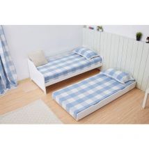 Daybed with Trundle Kids White 3ft Single and 1 Mattress Wooden Day Bed Children Bedroom Furniture