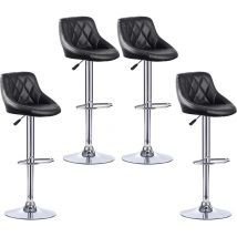 Dazhom - Lot de 4 Tabouret de bar en similicuir - Hauteur et rotation réglables 84 cm - 106 cm- Noir