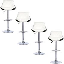 Dazhom - Lot de 4 Tabouret de bar en similicuir , Hauteur et rotation réglables,Blanc et Noir