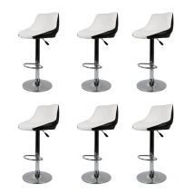 Dazhom - Tabouret Chaise de bar à dossier en sergé, Le blanc avant le noir 6 pcs