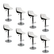 Tabouret Chaise de bar à dossier en sergé, Le blanc avant le noir 8 pcs - Dazhom