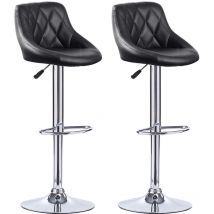 Lot de 2 Tabouret de bar Chaise de bar dossier Rembourré Pivotantes et réglables en Hauteur 84 cm - 106 cm - Noir - Dazhom