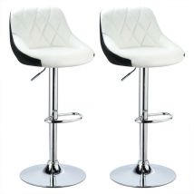Tabouret de Bar Lot de 2 avec siège Bien rembourré,tabourets en Cuir Artificiel réglable -Blanc/Noir - Dazhom