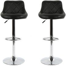 Tabouret de Bar Lot de 2 avec siège Bien rembourré,tabourets en Cuir Artificiel réglable-Noir - Dazhom