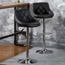 Lot de 2 Tabouret de bar en similicuir - Hauteur et rotation réglables 84 cm - 106 cm- Noir - Dazhom