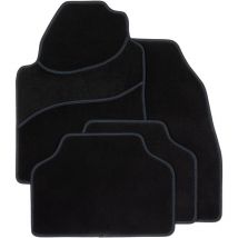 Tapis de Voiture Le Mans - Universel - Ganse textile noire surpiqure bleu - Antidérapant - 4 Pièces : Avant + Arrière - Tapis de sol Automobile