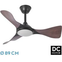 Dc 'Caimán' dimmbarer Deckenventilator mit Fernbedienung (36W 3CCT 3600lm) schwarz und eiche