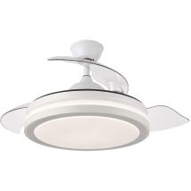 Esparta Ventilateur de plafond with led light, moteur dc, couleur blanc, pales rétractables, télécommande aa, minuterie, mémoire de light, 3 teintes