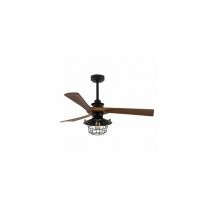 Fabrilamp - Ventilateur de Plafond dc Vulturno Noir 1xE27 3 Pales Chêne