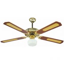 DCG VECRD42L Deckenventilator aus Holz mit 4 Flügeln und Licht, 3 Geschwindigkeiten