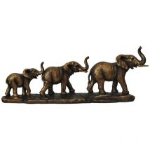La Grande Prairie - Déco Famille 3 Éléphants Dorés 41x10x17cm