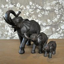 Déco famille 3 éléphants marron 83x14x31cm