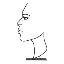 Déco jardin métal visage fil ombre noire - Noir 110 cm