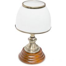 Relaxdays - Lampe de table, style classique, abat-jour coupole, style Art nouveau, métal, bois, verre, marron/laiton/blanc