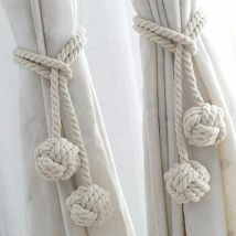Niceone - Décoration de fenêtre cravate boule en coton tissé à la main cravate suspendue décoration de boule accessoires de rideau créatif 2 pièces
