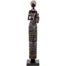 Zen Et Ethnique - Signes Grimalt Figure De Figure Africaine Africain Africain Et Éléphants Noir 10x12x56cm 24174