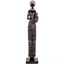 Zen Et Ethnique - Signes Grimalt Figure de figure africaine Africain africain et éléphants noir 10x12x56cm 24174