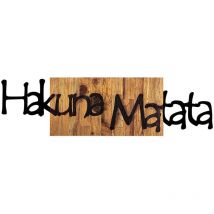 Décoration murale en bois et métal Walnut Hakuna Matata