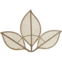 Décoration Murale Rotin 90X2,5X64 Feuilles Naturel