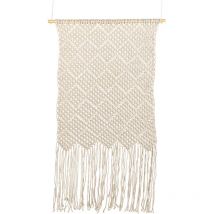 Décoration Murale Artisanale Boho Décoration en Coton Macramé Beige Okara