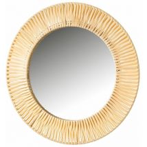 Décoration murale miroir en rotin fait main