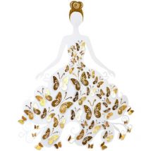 Décoshop26 - Décoration murale à suspendre motif robe de soirée en métal or blanc 62x2x75 cm DEC05069