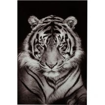 Décoration murale tigre verre trempe noir blanc 150x100x2cm