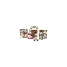 Kontarboor - Décoration Noël en bois, Lot de 30 suspensions décoratives beiges, grises et rouges.