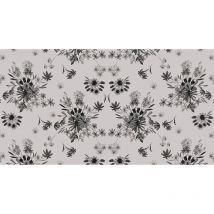 Papier peint panoramique floral gris & noir | Tapisserie panoramique fleurie pour salon | Papier peint panoramique moderne pour escalier - 270 x 500