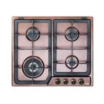 Delonghi - De Longhi rof 46 pro Linea Country Piano cottura a Gas 4 Fuochi Griglie in Ghisa Bruciatore Tripla Corona 60 cm Ramato