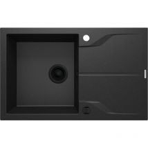 Deante - Fregadero de cocina de granito grafito metalizado 78 x 49 cm con escurridor andante ZQNG113 Grafito