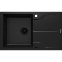 Deante - Fregadero de cocina con escurridor 78 x 49 cm en granito negro mate Andante ZQNN113 Negro mate