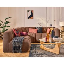 Lisa Design - Debbie - canapé modulable d'angle gauche 4 places avec accoudoir en tissu texturé - terracotta