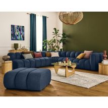 Debbie - canapé modulable d'angle gauche 5 places en tissu texturé - bleu