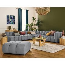 Debbie - canapé modulable d'angle gauche 5 places en tissu texturé - gris