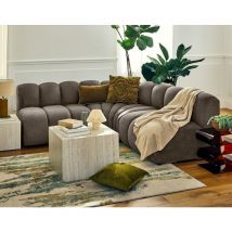 Lisa Design - Debbie - canapé modulable d'angle réversible 4 places sans accoudoirs en tissu texturé - taupe